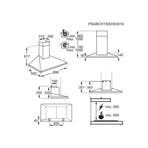 800 Kubu-tüüpi õhupuhastaja, 90 cm, Hob2Hood EFF90560OX, Electrolux - Image 3
