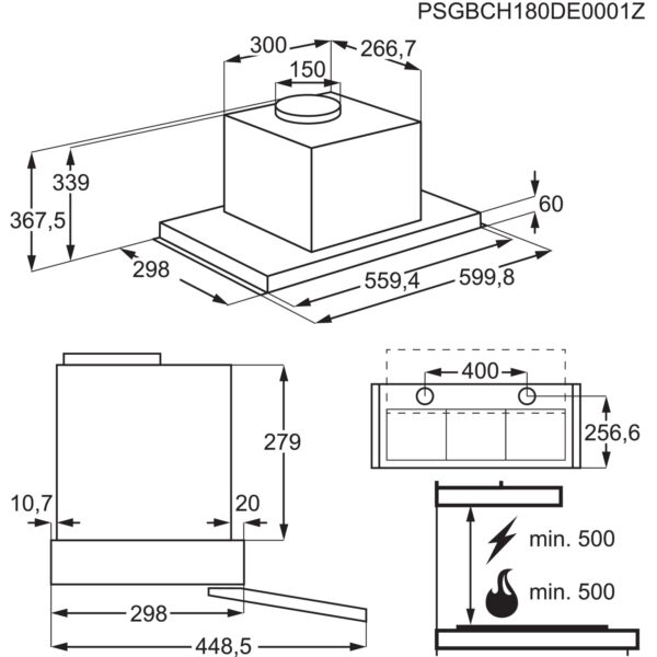 600 Väljatõmmatav õhupuhastaja, 60 cm LFP536X, Electrolux - Image 3