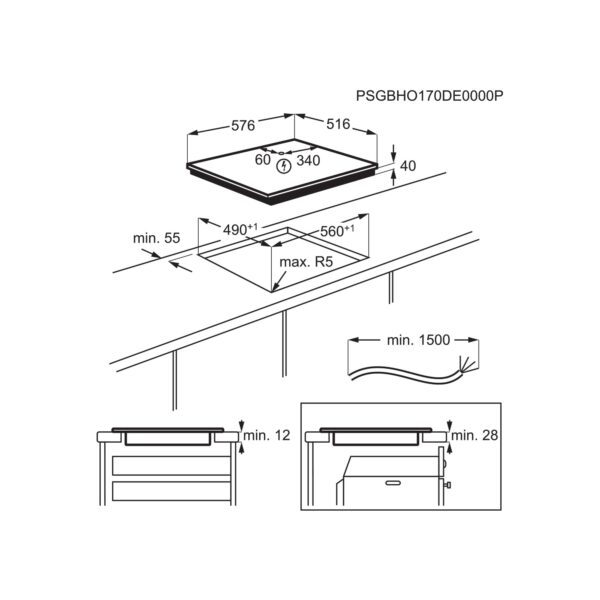 elektripliidiplaat 60 cm EHF6240XXK, Electrolux - Image 3