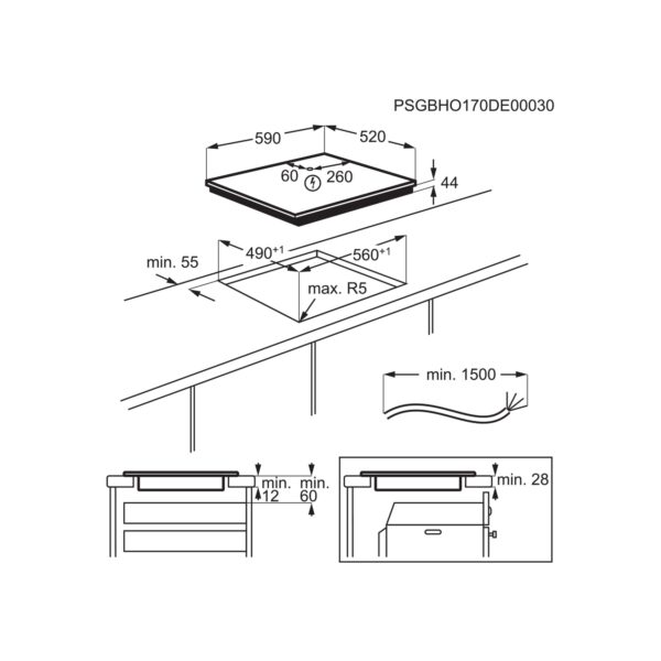 induktsioonpliidiplaat 60 cm 600 Bridge EIV63440BW, Electrolux - Image 3