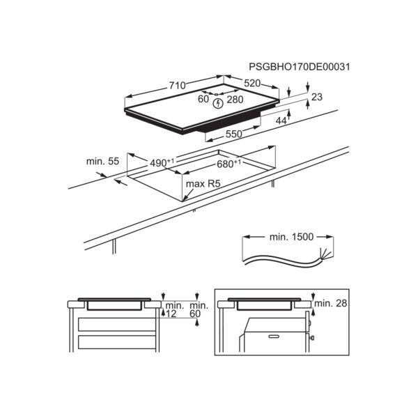 induktsioonpliidiplaat 68 cm Hob2Hoodiga 6000 IPE74541FB, AEG - Image 3