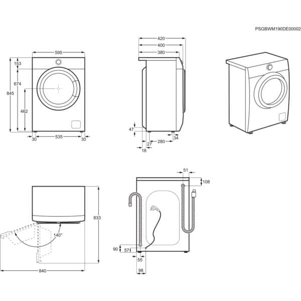 6000 series ProSense Pesumasin sügavus 37.2 cm L6SNE26C, AEG - Image 5