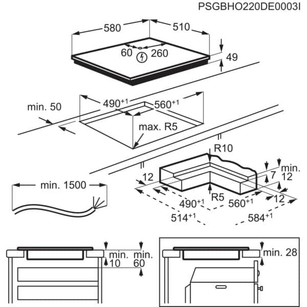 induktsioonpliidiplaat 60 cm Hob2Hoodiga 700 SenseBoil, EIS62453IZ, Electrolux - Image 3