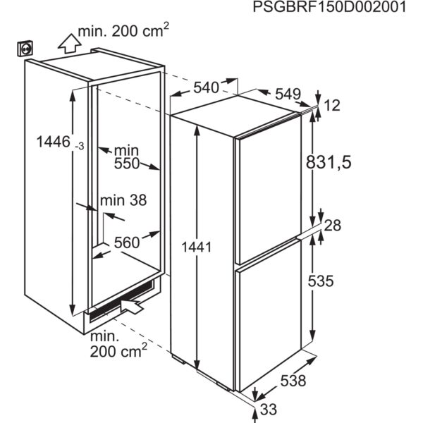 500 Integreeritud Külmik-sügavkülmik, kõrgus 144,1 cm LNT3LE14S, Electrolux - Image 5