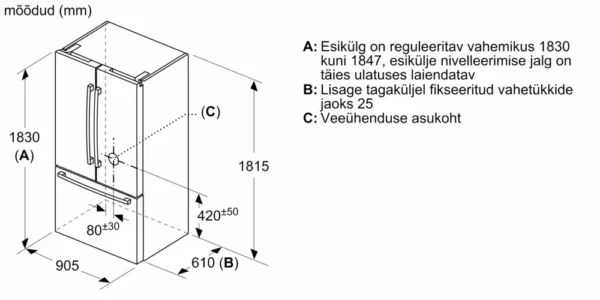 Side-by-side külmik, kõrgus 185 cm, KFF96PIEP Bosch - Image 5
