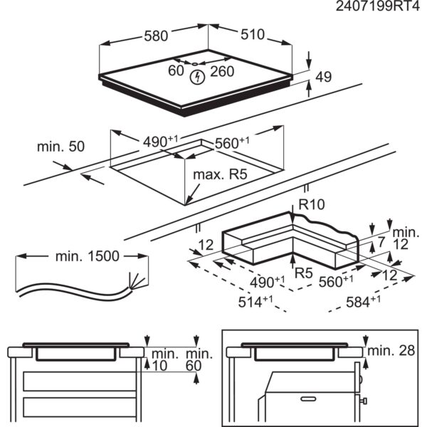 induktsioonpliidiplaat 60 cm Hob2Hoodiga 6000, TO64IB00IB, AEG - Image 7