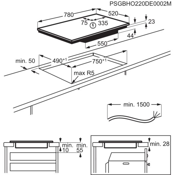 Induktsioonpliidiplaat 60 cm, SaphirMatt Hob2Hood'ga, EIT60433CT, Electrolux - Image 4