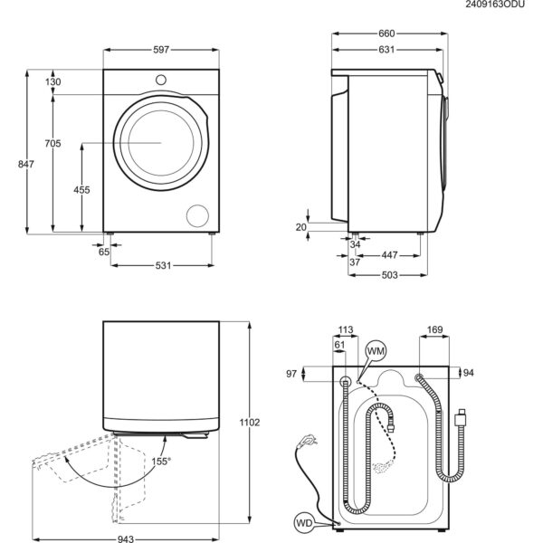 Pesumasin sügavus 63.6 cm, EW9F5417WCE, Electrolux - Image 2