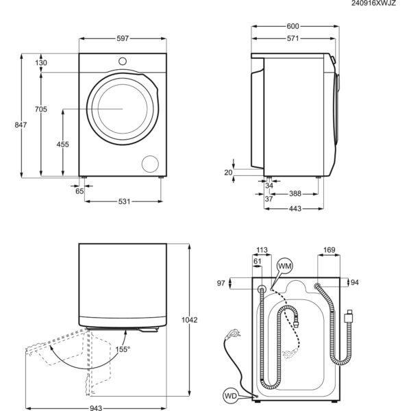 Pesumasin sügavus 57.6 cm, EW8F4482E, Electrolux - Image 2