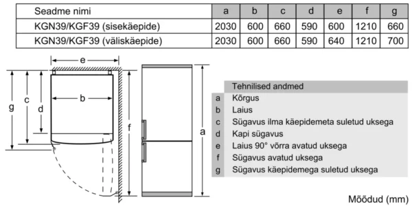 eraldiseisev külmik-sügavkülmik, kõrgus 205cm, KGN39VWEQ, Bosch - Image 4