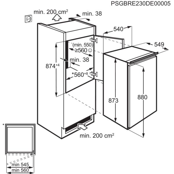 500 Integreeritud Jahekapp kõrgus 87.3 cm, LFB2AE88S1, Electrolux - Image 3