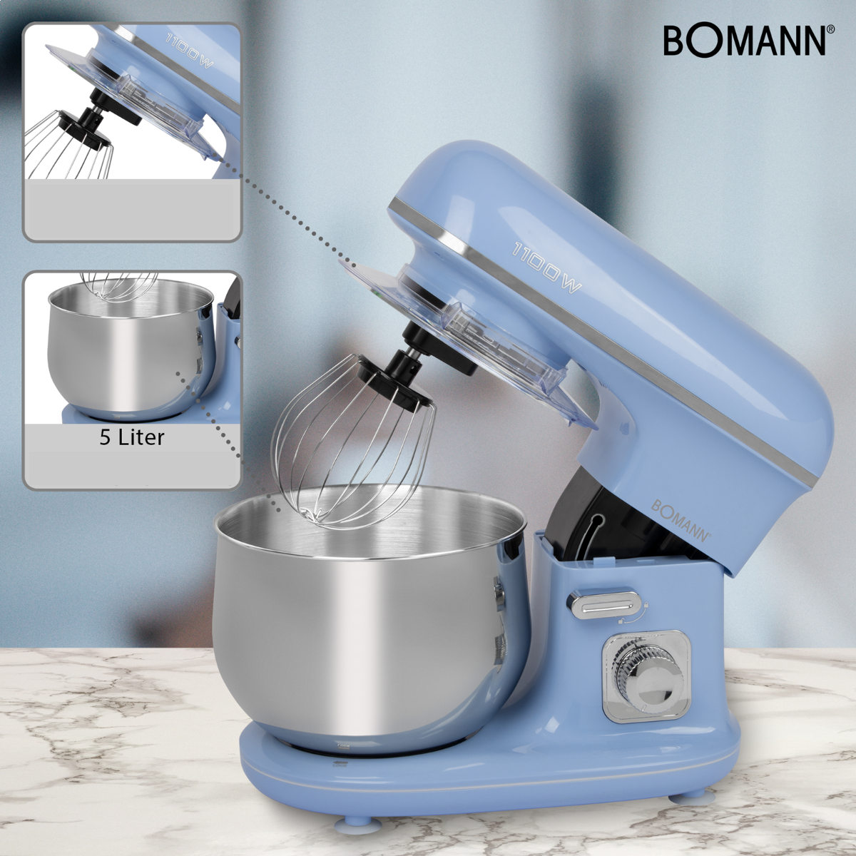 Multifunktsionaalne mikser 5 L Bomann KM6030CBBL, sinine - Image 3