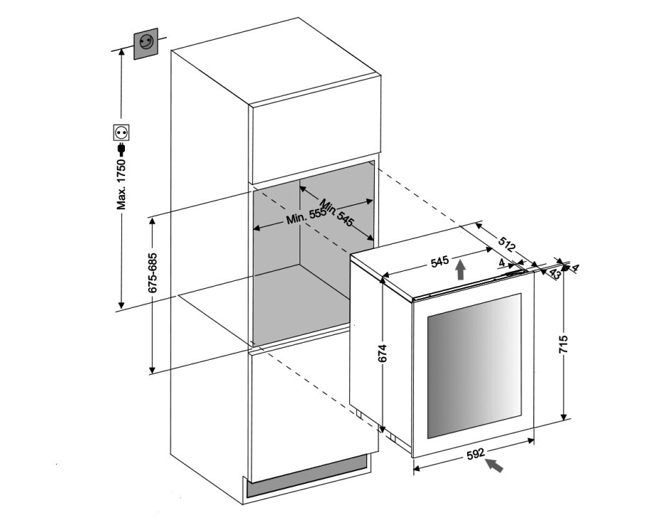Kaetava uksega integreeritav veinikülmik Dunavox DAVG-32.80DOP.TO Horizon - Image 6